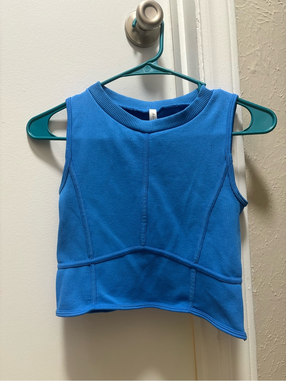 Active USA Bright Blue Ribbed Tank Crop Top